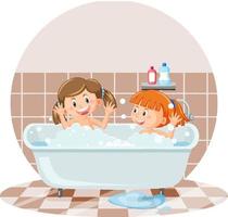 niños felices en la bañera