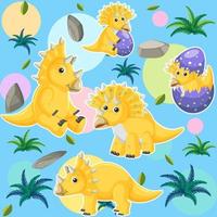 Cute dinosaur seamless pattern vector