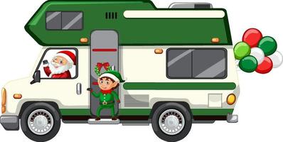 Santa driving van to delivery Christmas gifts vector