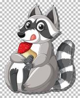 Raccoon holding mushroom cartoon character vector