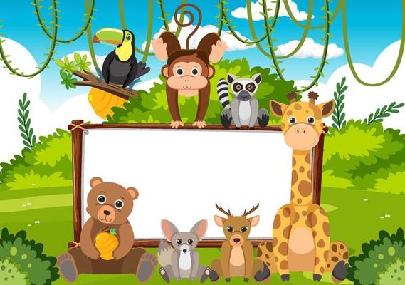 Blank board with wild animals