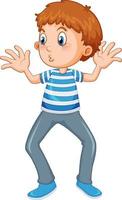 un niño en posición de pie personaje de dibujos animados vector