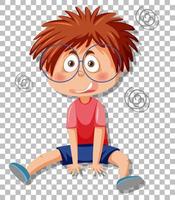 A dizzy young boy cartoon character