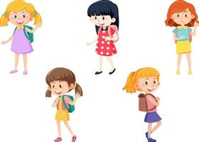 Female student cartoon character with backpack vector