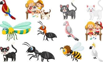 Set of various wild animals in cartoon style vector