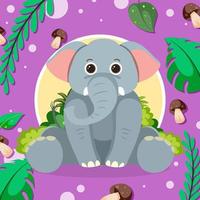 Cute elephant in flat cartoon style vector