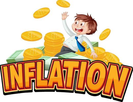 Inflation isolated word text with fired businessman