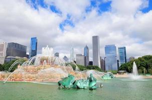 Chicago skyline with Buckingham fountain photo