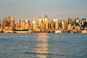 New York City Manhattan at sunset over Hudson River photo