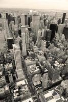 Manhattan skyline with New York City skyscrapers in black and white photo