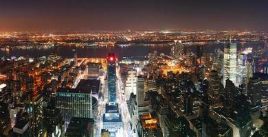 New York City Manhattan skyline aerial view panorama at sunset photo