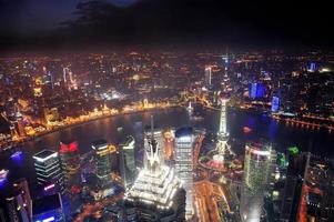 Vista aérea de la noche de Shangai foto