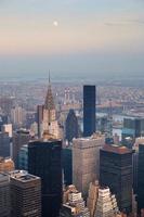 New York City Manhattan skyline with moon photo