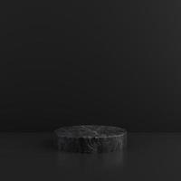 Minimalist simple marble cylinder podium or pedestal display with dark color background for product presentation. 3d rendering photo