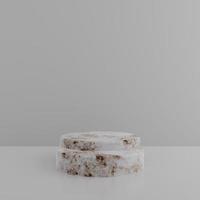Minimalist simple marble cylinder podium or pedestal display with white color background for product presentation. 3d rendering photo