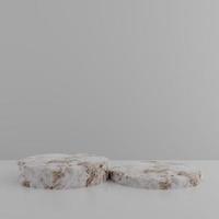 Minimalist simple marble cylinder podium or pedestal display with white color background for product presentation. 3d rendering photo
