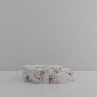Minimalist simple marble cylinder podium or pedestal display with white color background for product presentation. 3d rendering photo
