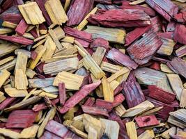lots of red and yellow wood scraps