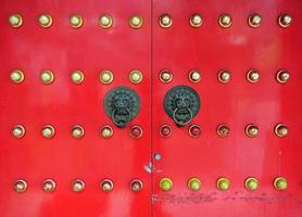 Red Chinese Door in Hong Kong photo