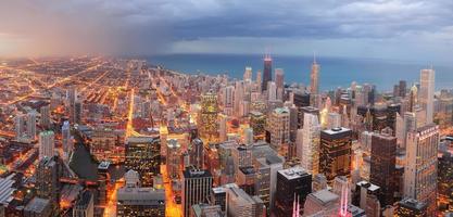 Chicago downtown aerial panorama photo