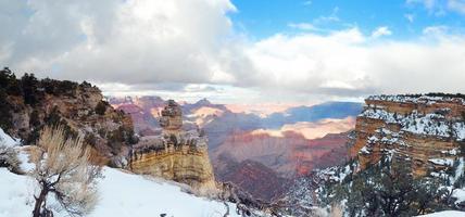 Grand Canyon panorama view in winter with snow photo