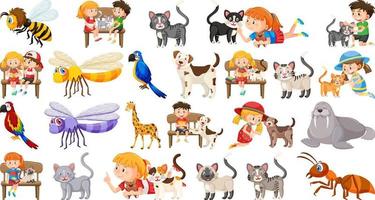 Set of various wild animals in cartoon style vector