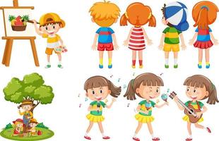 Set of children doing different activities vector