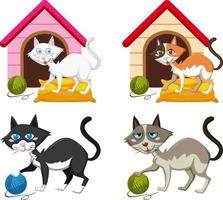 cuatro gatos de dibujos animados diferentes vector