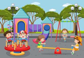 niños jugando en el patio de recreo vector