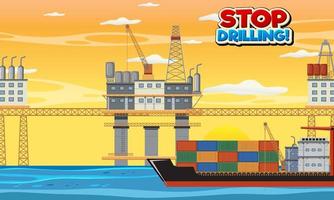 Petroleum industry concept with offshore oil platform vector