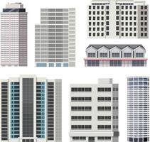 conjunto de diferentes edificios de rascacielos de la ciudad vector