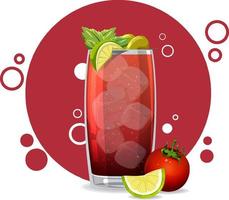 Bloody mary cocktail in the glass on white background vector