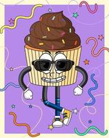 Funny cupcake cartoon character vector