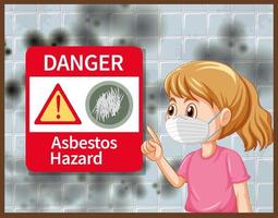 Danger asbestos hazard warning sign vector