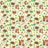 Cute fox seamless pattern vector