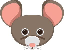 Cute mouse head in flat style vector