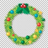 Christmas wreath on grid background vector