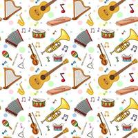 Different music instruments seamless pattern vector