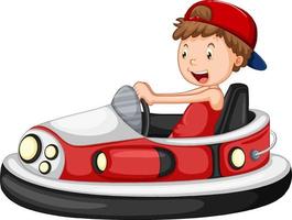 A boy riding bumper car cartoon vector