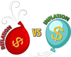 Inflation vs deflation with balloons vector