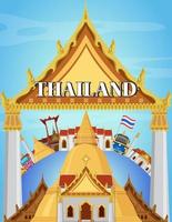 Bangkok Thailand landmark poster vector