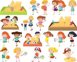 conjunto de niños haciendo diferentes actividades. vector