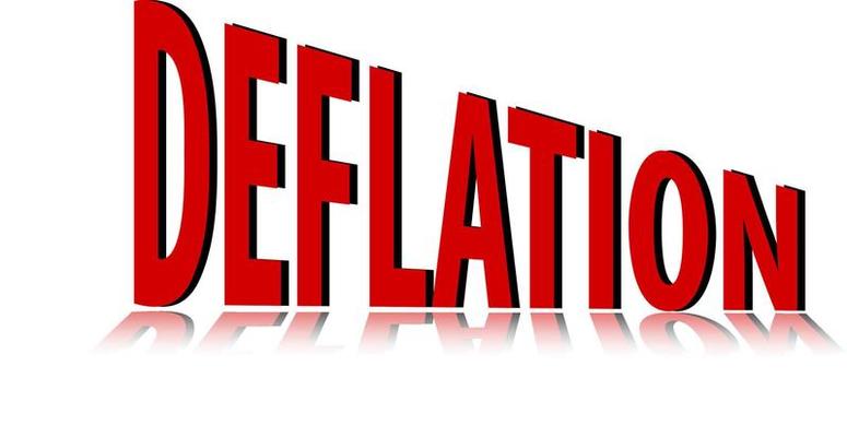 Deflation word logo in red colour