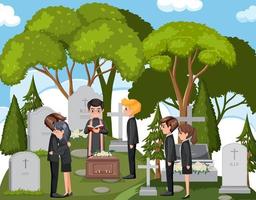 gente triste en la ceremonia del funeral vector