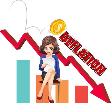 Deflation red arrow going down with fired employee