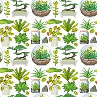 Various plants seamless pattern vector