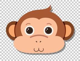 Cute monkey head in flat cartoon style vector