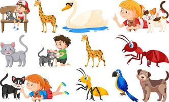 Set of various wild animals in cartoon style vector