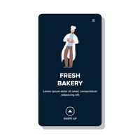 Fresh Bakery Bread Food Holding Baker Man Vector