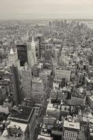 New York City Manhattan downtown skyline black and white photo